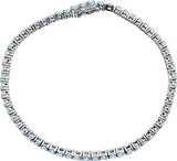 14K Gold Round Natural Aquamarine Line Bracelet - view 4