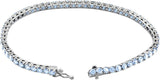 14K Gold Round Natural Aquamarine Line Bracelet - view 2