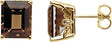 14K Gold Natural Smoky Quartz Emerald 4-Prong Scroll Setting Stud Earrings