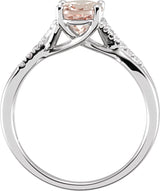 14K Gold Oval Natural Pink Morganite & Natural Diamond Accented Ring - view 2