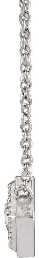 14K Gold Round Natural White Sapphire Geometric Necklace - White Gold - view 2