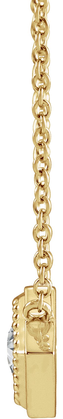 14K Gold Round Natural White Sapphire Geometric Necklace - Yellow Gold - view 2