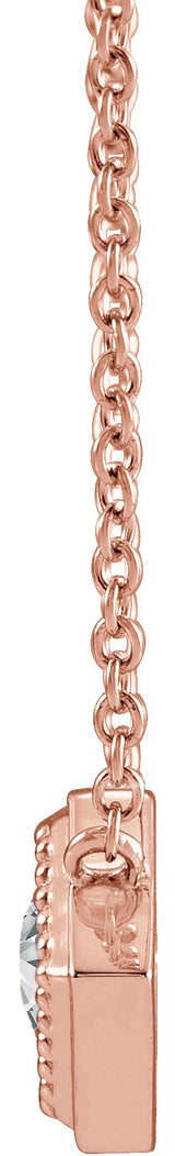 14K Gold Round Natural White Sapphire Geometric Necklace - Rose Gold - view 2