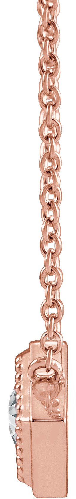14K Gold Round Natural White Sapphire Geometric Necklace - Rose Gold - view 2