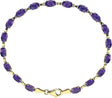 14K Gold Oval Natural Amethyst Line Bracelet – 6x4mm