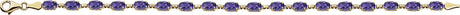 14K Gold Oval Natural Amethyst Line Bracelet – 6x4mm - view 2