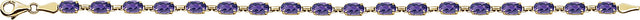 14K Gold Oval Natural Amethyst Line Bracelet – 6x4mm - view 2