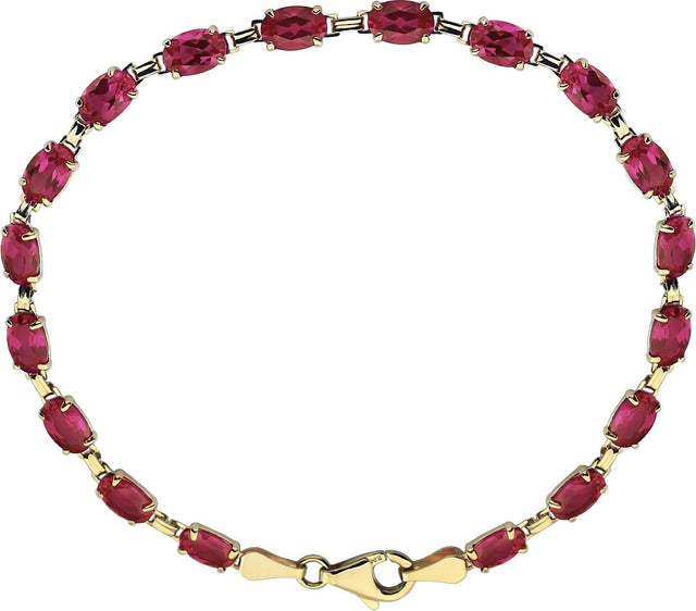 14K Gold Oval Lab-Grown Ruby Line Bracelet