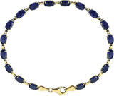 14K Gold Oval Lab-Grown Blue Sapphire Line Bracelet – 6x4mm