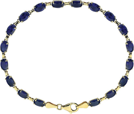 14K Gold Oval Lab-Grown Blue Sapphire Line Bracelet – 6x4mm