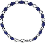 14K Gold Oval Lab-Grown Blue Sapphire Line Bracelet