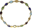 14K Gold Oval Natural Multi-Gemstone Line Bracelet
