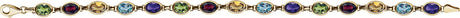 14K Gold Oval Natural Multi-Gemstone Line Bracelet - view 2