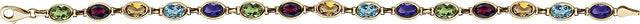 14K Gold Oval Natural Multi-Gemstone Line Bracelet - view 2
