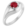 Platinum Round Lab-Grown Ruby Solitaire Dome Ring