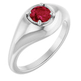 14K Gold Round Lab-Grown Ruby Solitaire Dome Ring - White Gold