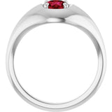 Platinum Round Lab-Grown Ruby Solitaire Dome Ring - view 2