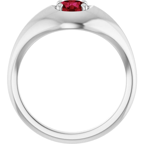 Platinum Round Lab-Grown Ruby Solitaire Dome Ring - view 2