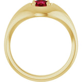 14K Gold Round Lab-Grown Ruby Solitaire Dome Ring - Yellow Gold - view 2