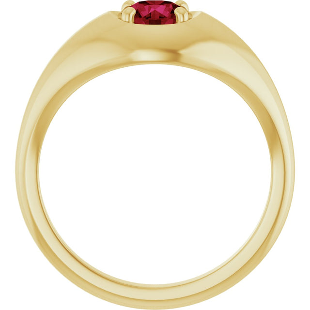 14K Gold Round Lab-Grown Ruby Solitaire Dome Ring - Yellow Gold - view 2