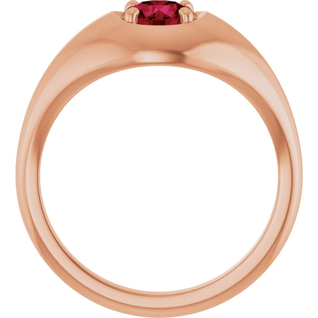 14K Gold Round Lab-Grown Ruby Solitaire Dome Ring - Rose Gold - view 2