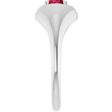 14K Gold Round Lab-Grown Ruby Solitaire Dome Ring - White Gold - view 4
