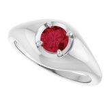 14K Gold Round Lab-Grown Ruby Solitaire Dome Ring - White Gold - view 5