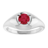 14K Gold Round Lab-Grown Ruby Solitaire Dome Ring - White Gold - view 3