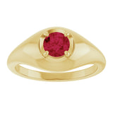 14K Gold Round Lab-Grown Ruby Solitaire Dome Ring - Yellow Gold - view 3