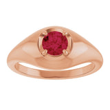 14K Gold Round Lab-Grown Ruby Solitaire Dome Ring - Rose Gold - view 3