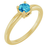 14K Gold Round Natural Blue Zircon Solitaire Ring - Yellow Gold - view 6