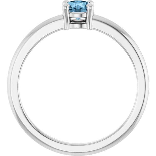 14K Gold Round Natural Sky Blue Topaz Solitaire Ring - White Gold - view 7