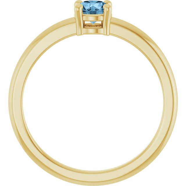 14K Gold Round Natural Sky Blue Topaz Solitaire Ring - Yellow Gold - view 7