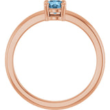14K Gold Round Natural Sky Blue Topaz Solitaire Ring - Rose Gold - view 7