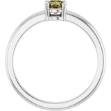 14K Gold Round Natural Green Sapphire Solitaire Ring - White Gold - view 7