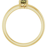 14K Gold Round Natural Green Sapphire Solitaire Ring - Yellow Gold - view 7
