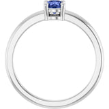 Platinum Round Natural Tanzanite Solitaire Ring - view 7