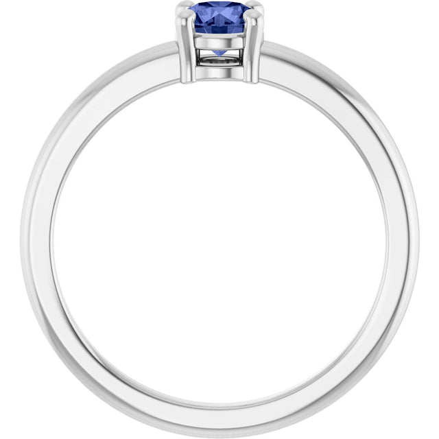 Platinum Round Natural Tanzanite Solitaire Ring - view 7