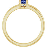 14K Gold Round Natural Tanzanite Solitaire Ring - Yellow Gold - view 7