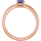 14K Gold Round Natural Tanzanite Solitaire Ring - Rose Gold - view 7