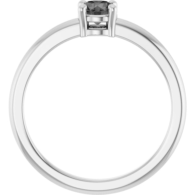 14K Gold Round Natural Gray Spinel Solitaire Ring - White Gold - view 7