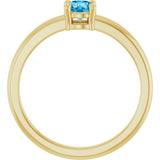 14K Gold Round Natural Swiss Blue Topaz Solitaire Ring - Yellow Gold - view 7