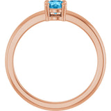 14K Gold Round Natural Swiss Blue Topaz Solitaire Ring - Rose Gold - view 7