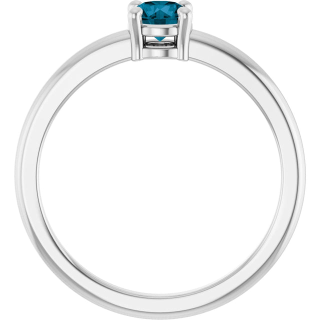 14K Gold Round Natural London Blue Topaz Solitaire Ring - White Gold - view 7