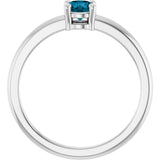 Platinum Round Natural London Blue Topaz Solitaire Ring - view 7