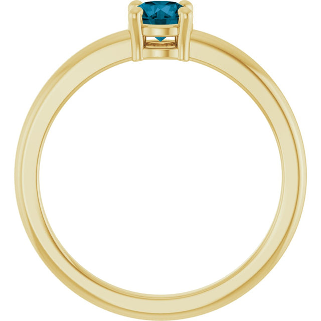 14K Gold Round Natural London Blue Topaz Solitaire Ring - Yellow Gold - view 7