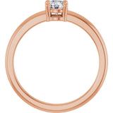 14K Gold Round Natural White Sapphire Solitaire Ring - Rose Gold - view 7