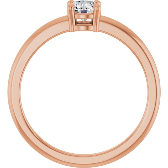 14K Gold Round Natural White Sapphire Solitaire Ring - Rose Gold - view 7