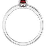 14K Gold Round Natural Mozambique Garnet Solitaire Ring - White Gold - view 7