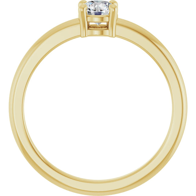 14K Gold Round Natural White Sapphire Solitaire Ring - Yellow Gold - view 7